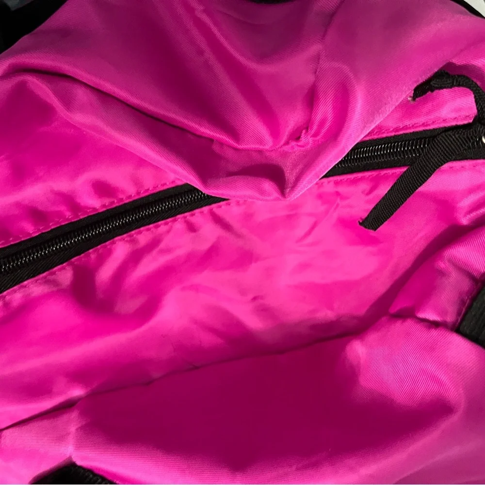 Bright Pink Light Weight Women's Tote Bag with Black Accents: Zippers - Picture 5 of 9